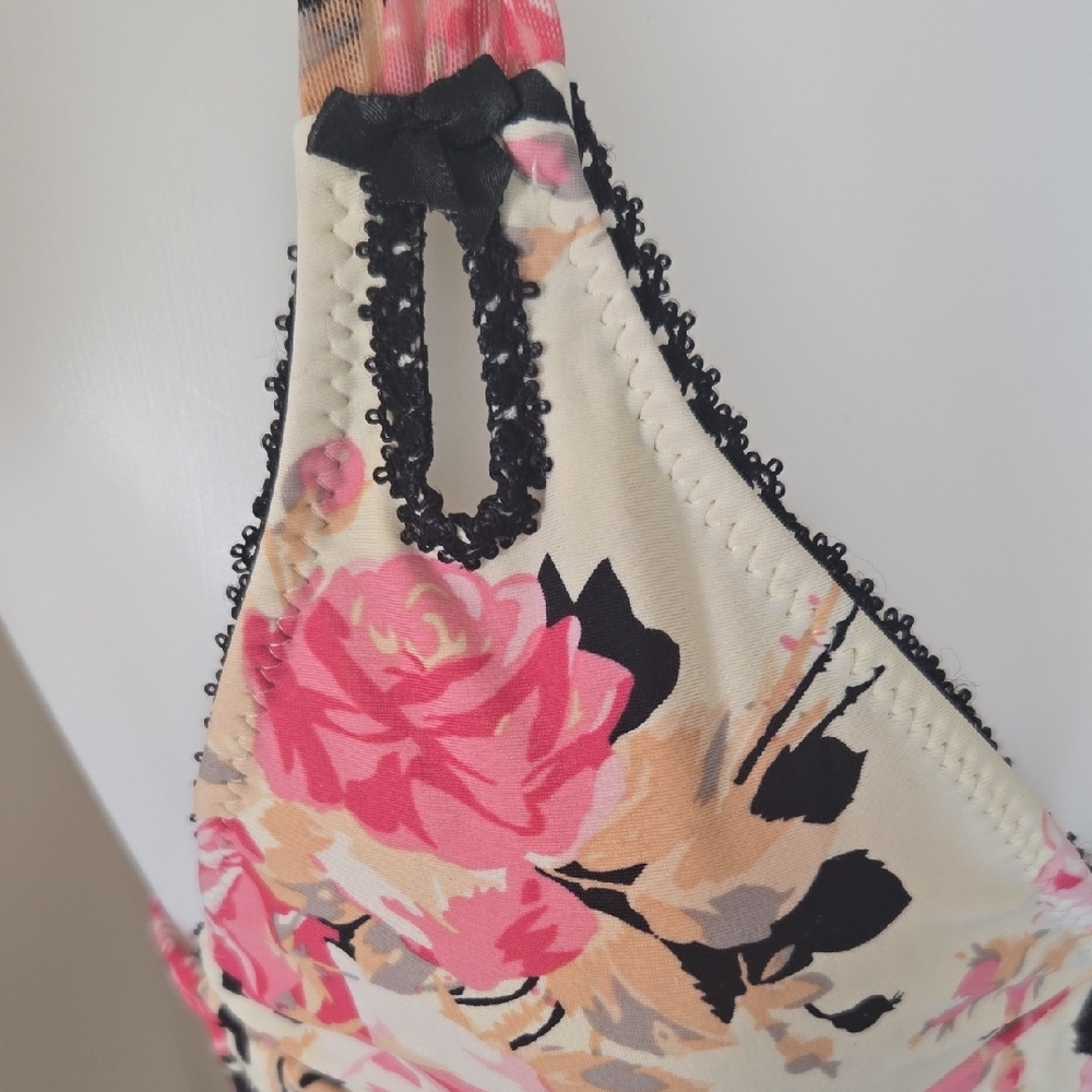 Betsey Johnson Floral Halter Swim Set - Pink and Cream - Picture 8 of 11